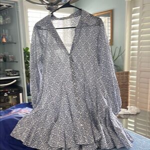 Zara Black and White Ruffled Wrap Mini Dress